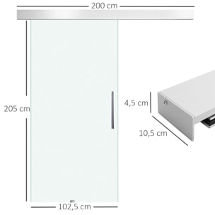 Puerta Corredera 102,5x205cm Puertas Correderas Satinada Deslizantes Cristal sin Obra