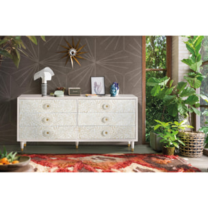 Cómoda de Madera de Mango 170 Cm Estilo Mediterráneo Moderno