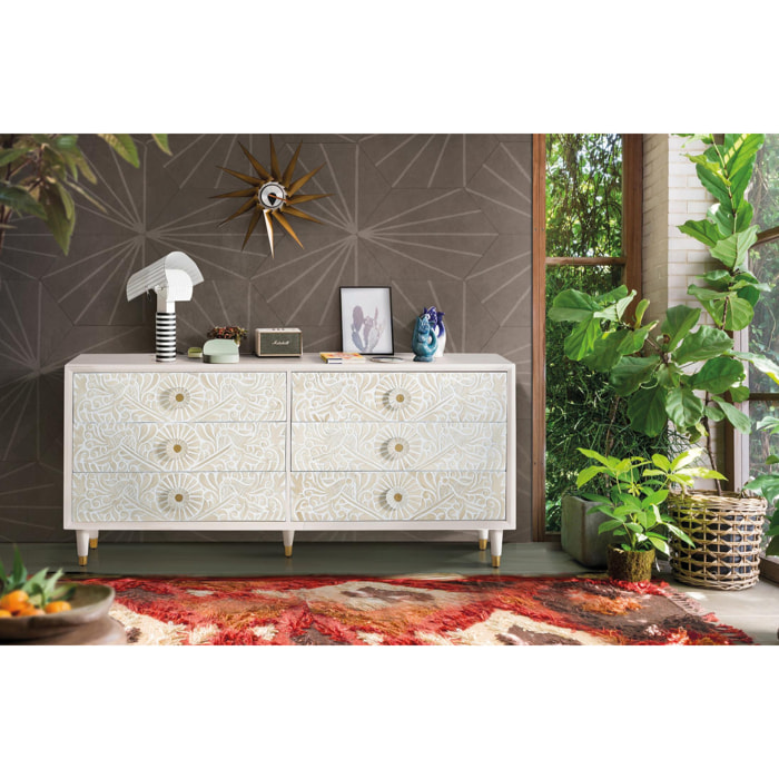 Cómoda de Madera de Mango 170 Cm Estilo Mediterráneo Moderno