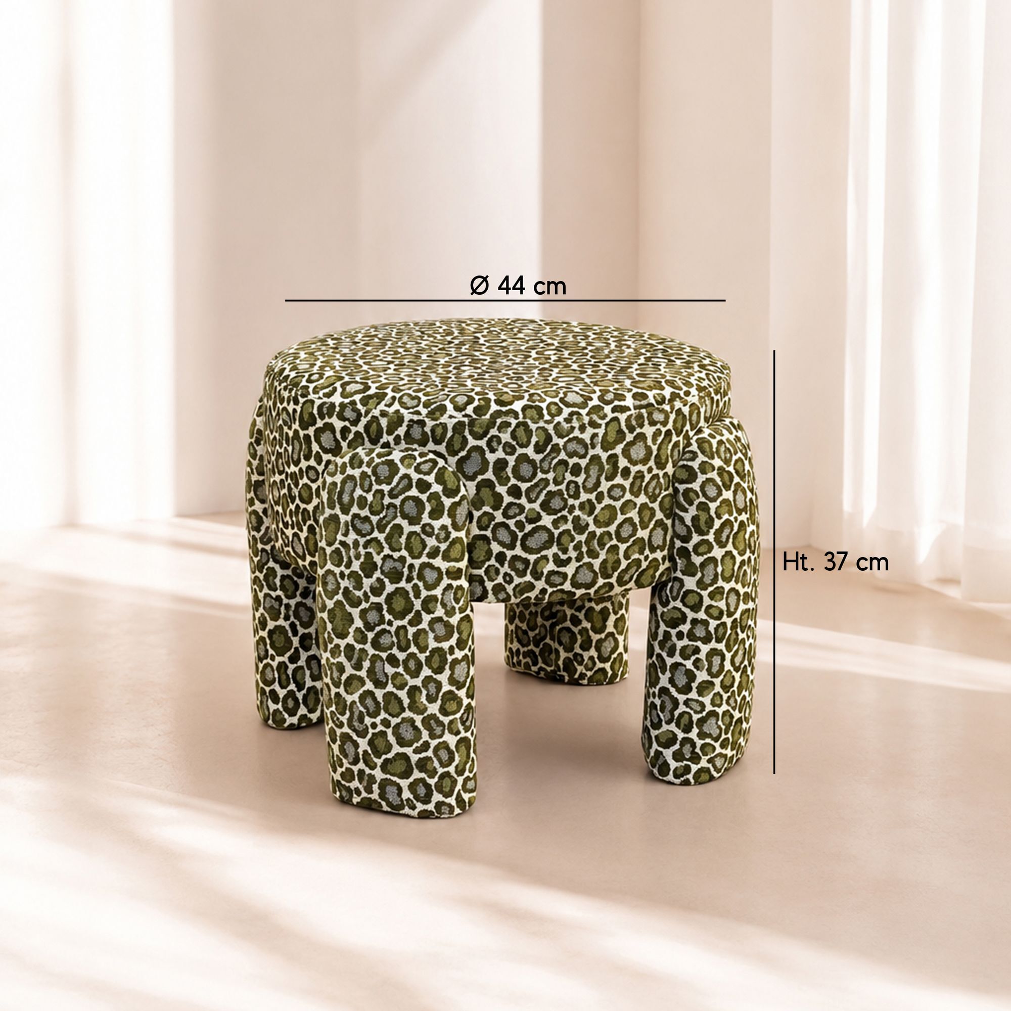 Tabouret en tissu léopard vert  ORION