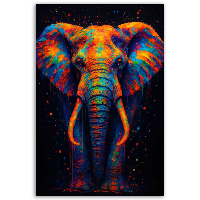 Tableau éléphant multicolore intense Toile imprimée