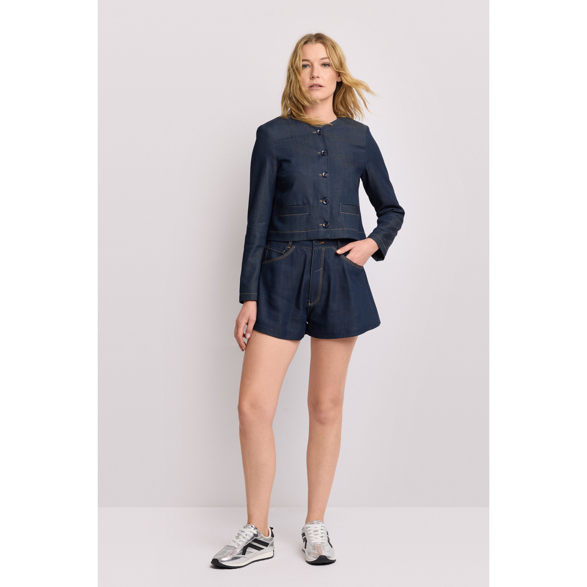 Kocca - Giacca in denim lavaggio scuro Donna, Denim, Girocollo