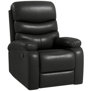 Fauteuil relax inclinable réglable repose-pied intégré revêtement synthétique noir