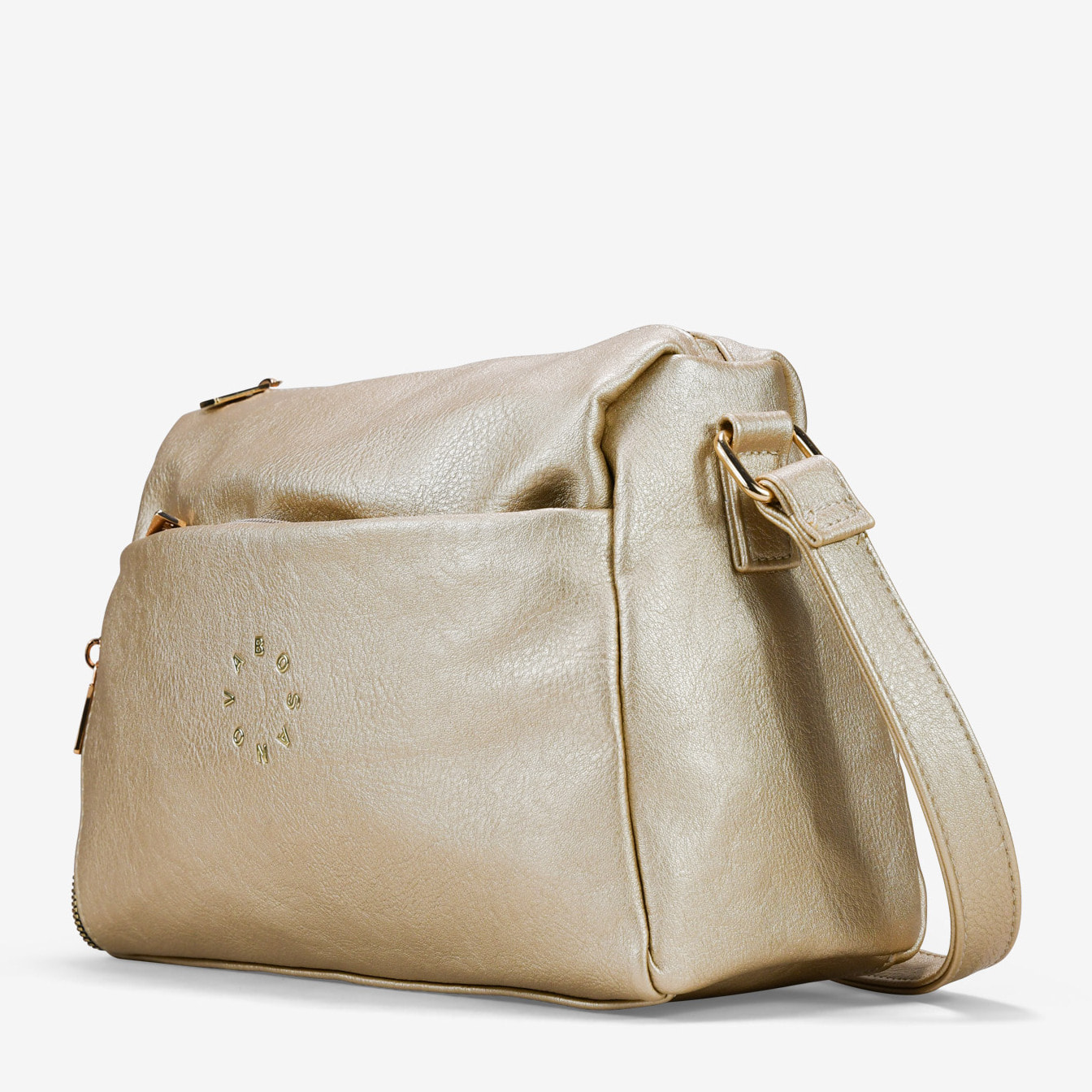 Bolso bandolera dorado con cremallera