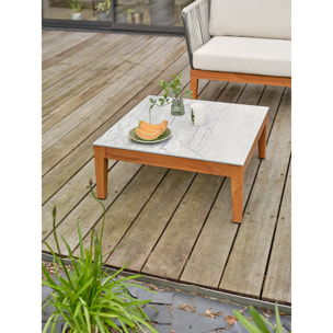 ALPHI - Salon bas de jardin 4 places - Effet bois