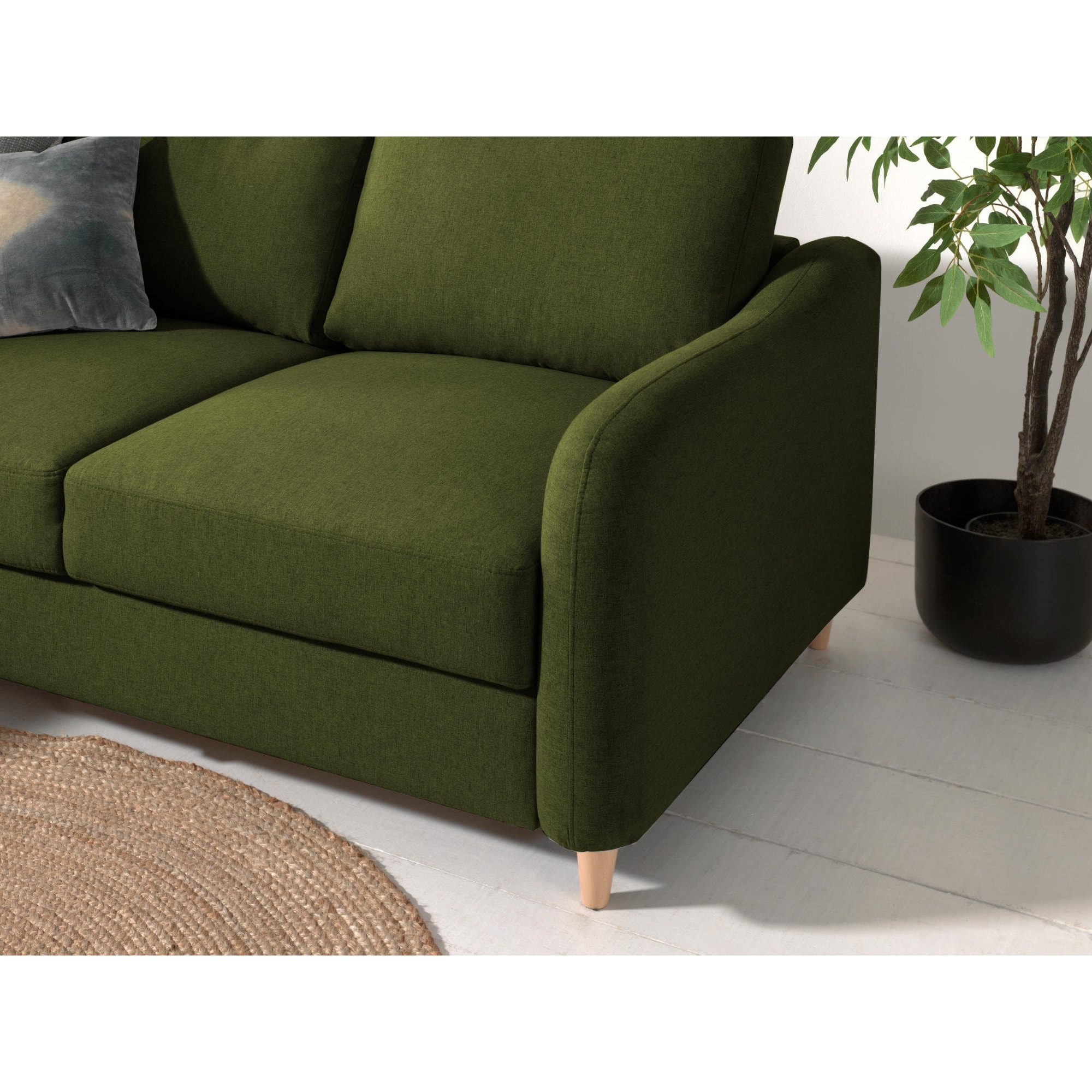 Will - canapé d'angle gauche - convertible - 5 places - en tissu - Vert Olive