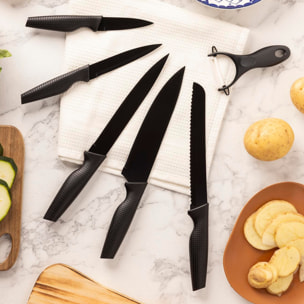 Juego de 5 cuchillos + pelador en acero inoxidable willow san ignacio