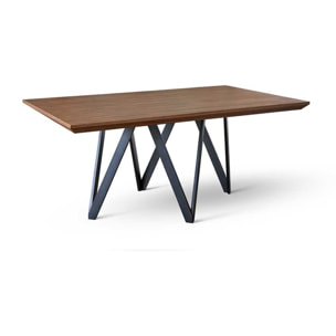 Mesa de comedor fija NAMIBIA - nogal y negro - 180x100x76cm