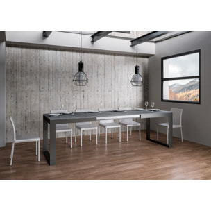 Table extensible 90x180/440 cm Tecno Evolution Gris Béton cadre Anthracite