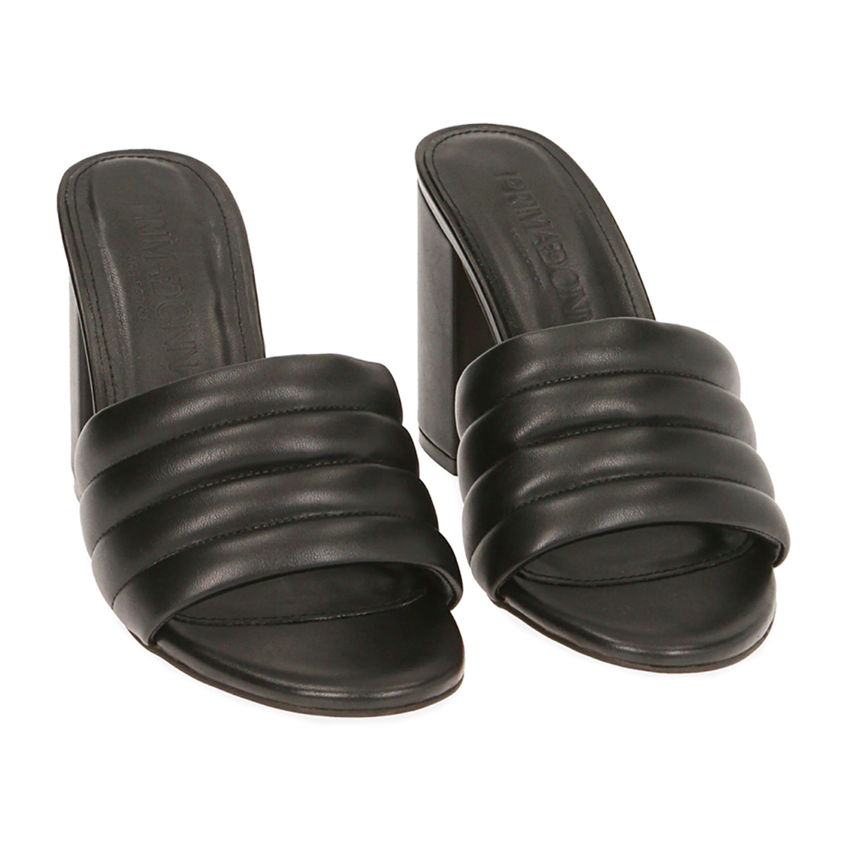 Mules negras, tacón de 9 cm