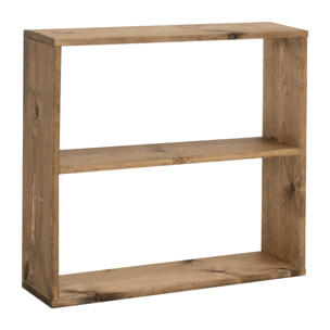 Estantería de madera maciza tono roble oscuro con 1 estante Alto: 74 Largo: 80 Ancho: 20