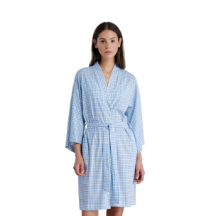 Vestaglia donna in cotone con maniche ampie e cintura in vita articolo vichy Noidinotte