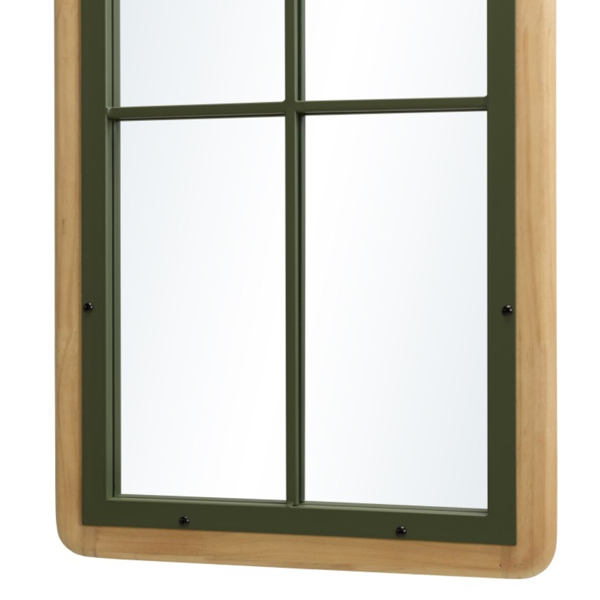 HELENA - Miroir rectangulaire esprit verrière pin et métal vert