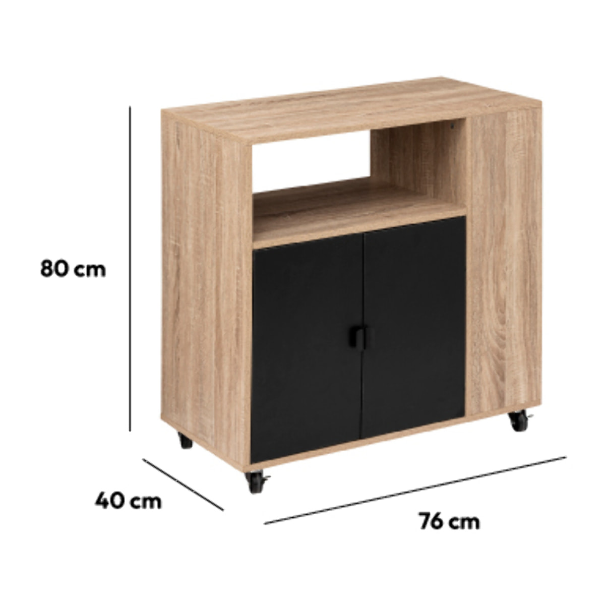 Desserte 3 niveaux Noir Aliaj