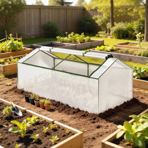 Mini serre de jardin à tomates 2 fenêtres enroulables 1,8L x 0,9l x 0,7H m blanc