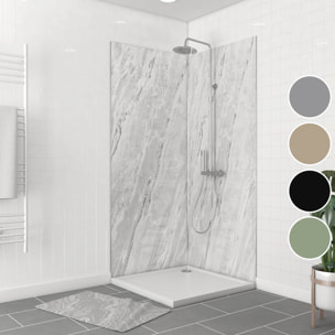 Pack de 2 Panneaux Muraux Pierre Artic Storm 90+90x210 cm avec Profilés ANODISE BRILLANT - STONE'IT