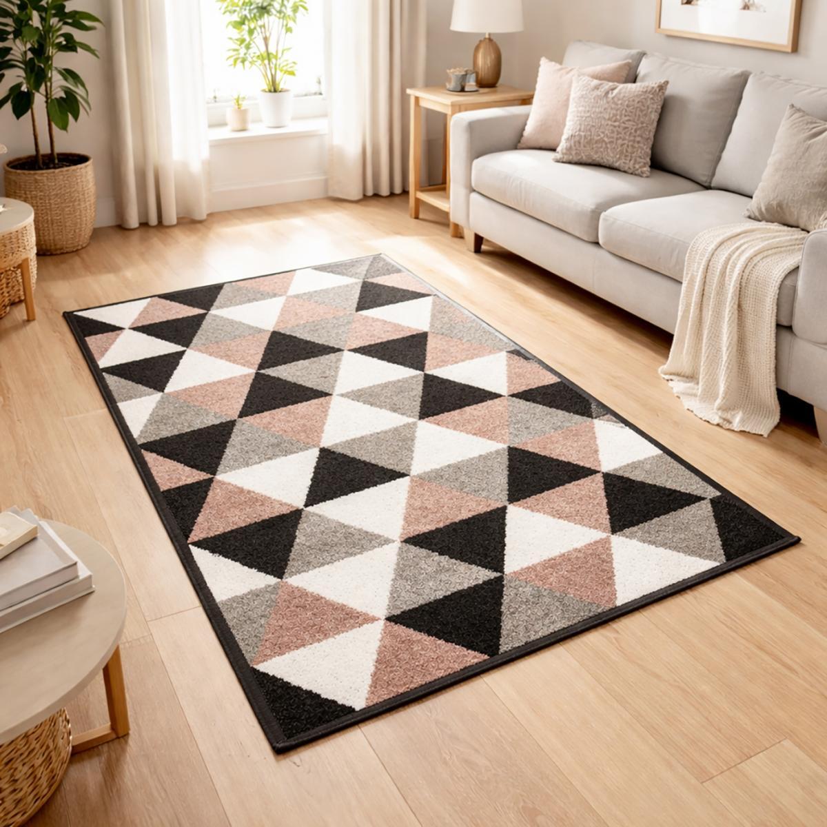 Tapis salon et chambre tissé motif géométrique RIBA