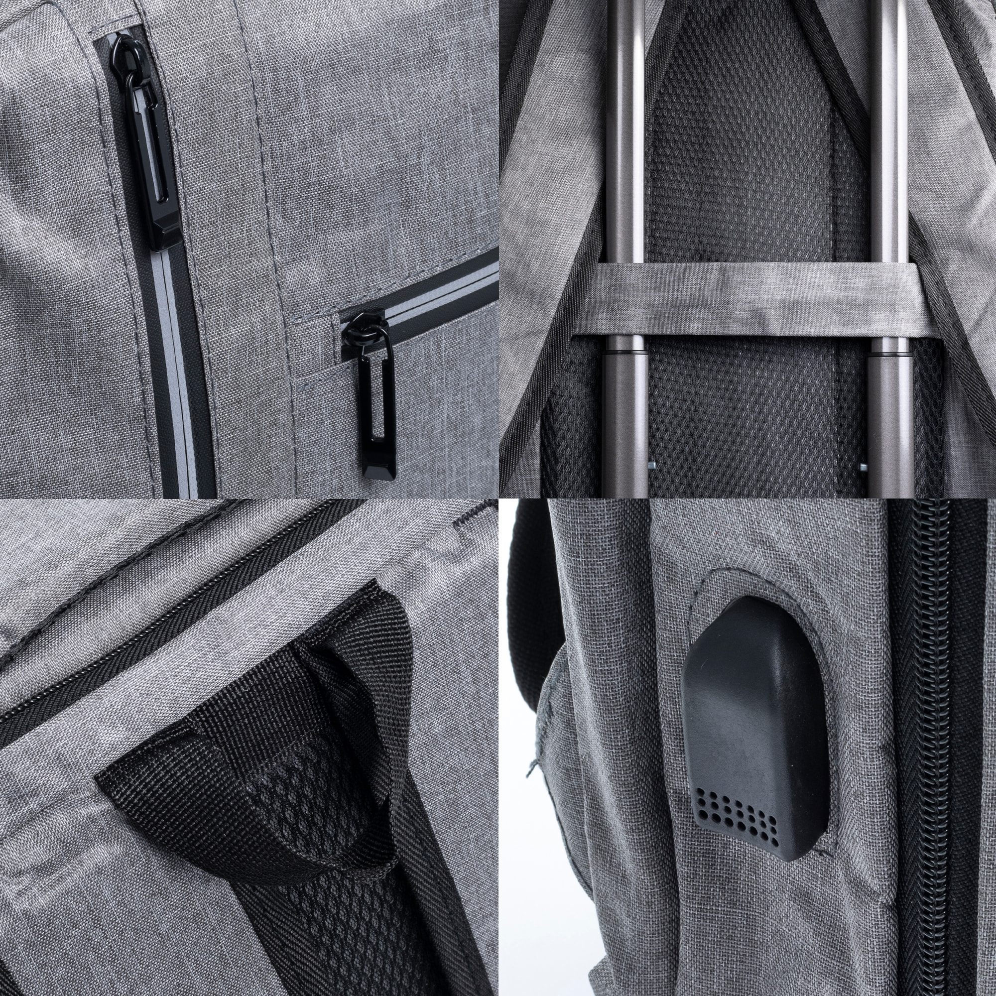 Zaino da cabina multiscomparto, porta laptop 17". Adattabile a Trolley. Presa USB esterna nascosta.