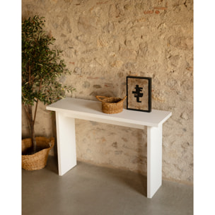 Consola de madera maciza en tono blanco de 120x80cm Alto: 35 Largo: 120 Ancho: 80