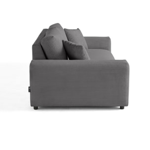 Garance - canapé droit 3 places - en velours côtelé - Gris foncé