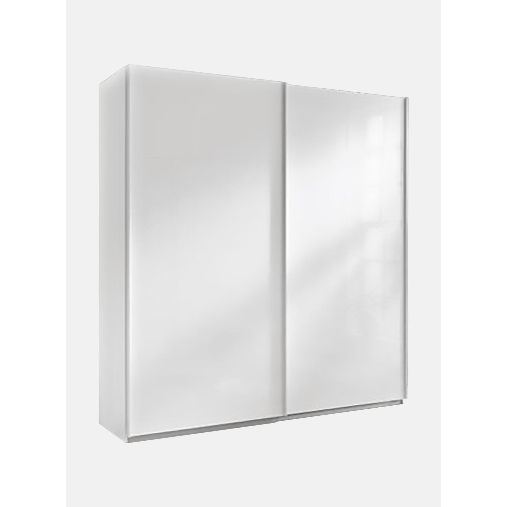 Armadio a due ante scorrevoli con ripiani a e barre appendiabiti, Made in Italy, cm 200 x 61 x 220, colore Bianco