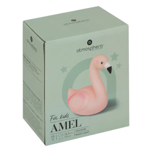 Veilleuse enfant à pile flamant rose "Amel" rose H14,5cm