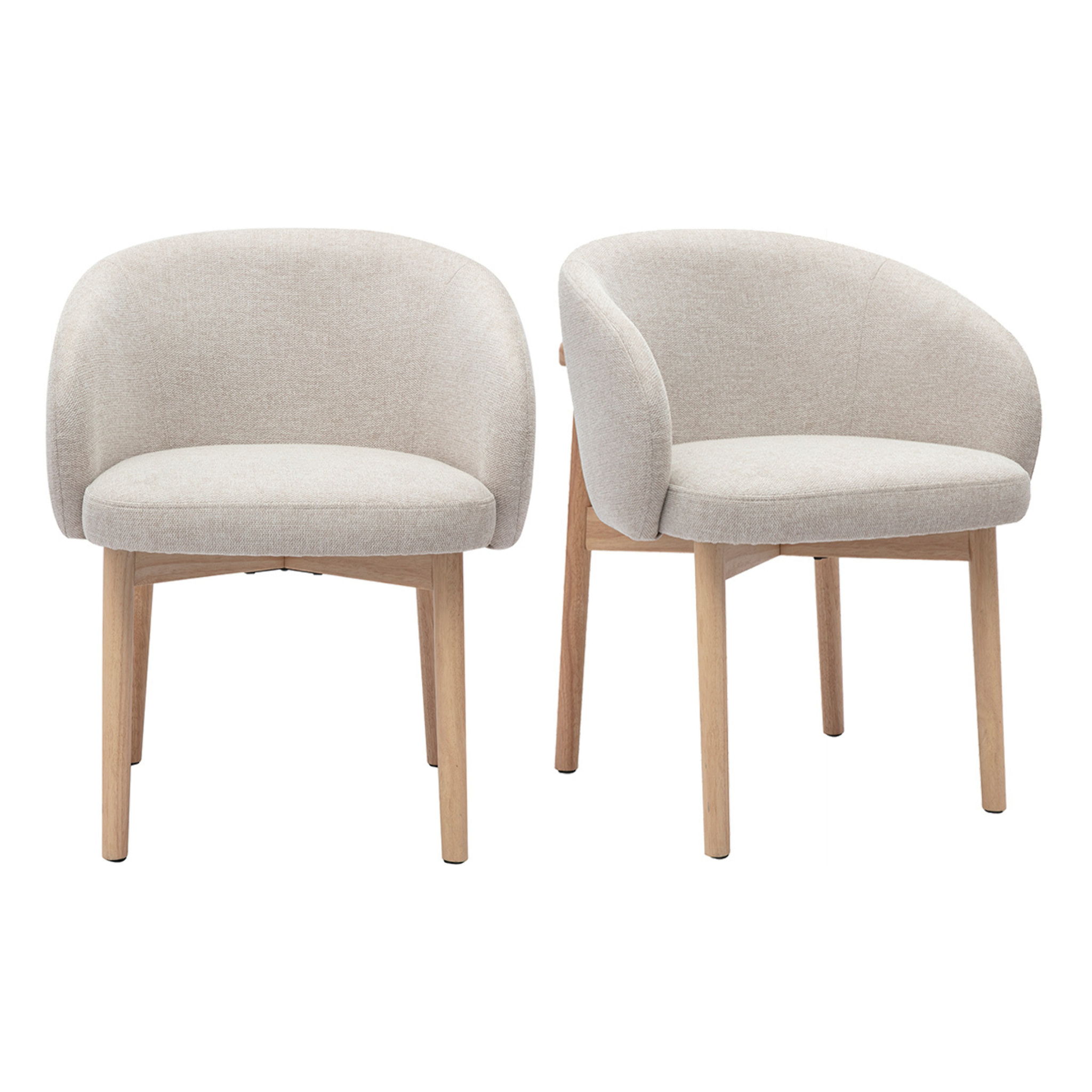 Chaises en tissu effet velours texturé beige et bois clair (lot de 2) TORVI