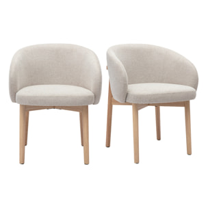 Chaises en tissu effet velours texturé beige et bois clair (lot de 2) TORVI