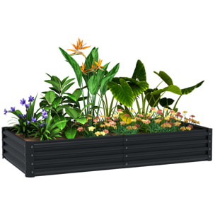 Jardinera Elevada de Acero Galvanizado Huerto Urbano para Cultivar Plantas Flores Hierba Macetero Grande Exterior Rectangular con Fondo Abierto 180x90x30 cm Gris Oscuro