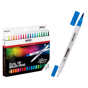 SET ROTULADORES DOBLE PUNTA PINCEL LETTERING 36 Uds.