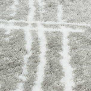 Oslo - tapis de salon moderne à poils longs avec motifs linéaires gris