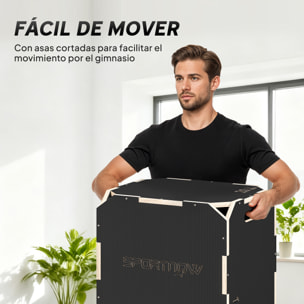 Cajón Pliométrico de Madera 3 en 1, Plataforma de Caja Pliométrica con 3 Alturas Ajustables 51/48/41 cm, Asas, sin Esquinas, Entrenamiento de Salto, Fuerza, para Casa, Gimnasio y Exterior