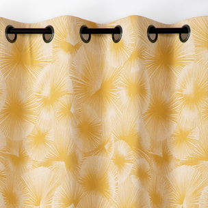 Rideau jacquard motif soleil à oeillets - Jaune