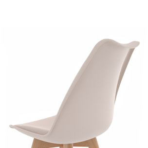 Chaises Nordia beige pieds bois - lot de 4