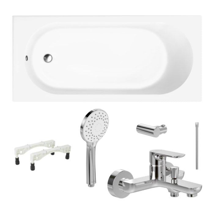 Baignoire droite VILLEROY ET BOCH O Novo + pieds + robinet