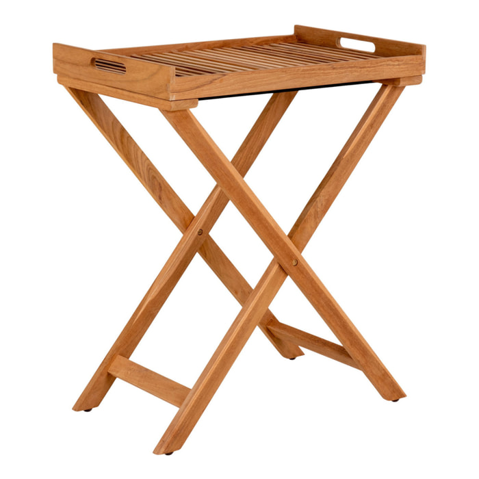 Tavolino Ronda con vassoio in teak naturale 60x40x70 cm