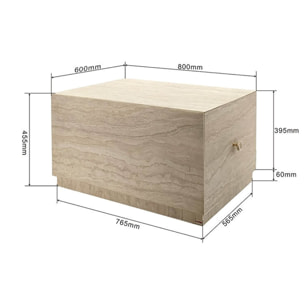 Table basse à tiroirs Travertino 80x60cm Kare Design