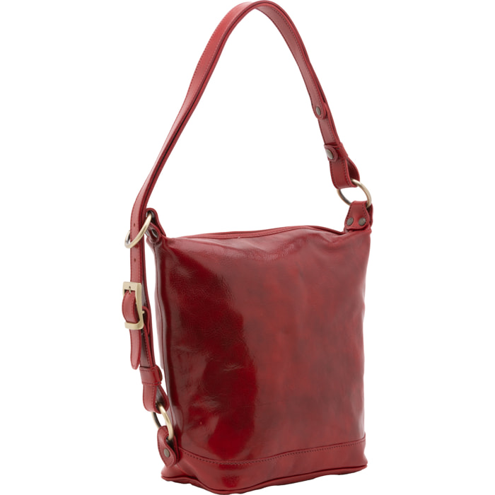 Borsa a secchiello  da donna In Vera pelle Made in Italy 34x33x15 cm