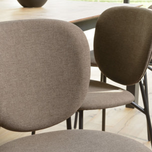 TOM - Lot de 2 chaises tissu marron pieds acier noir