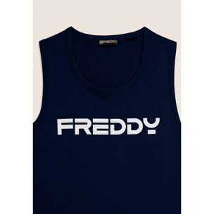 Canotta in cotone con retro vogatore e logo FREDDY