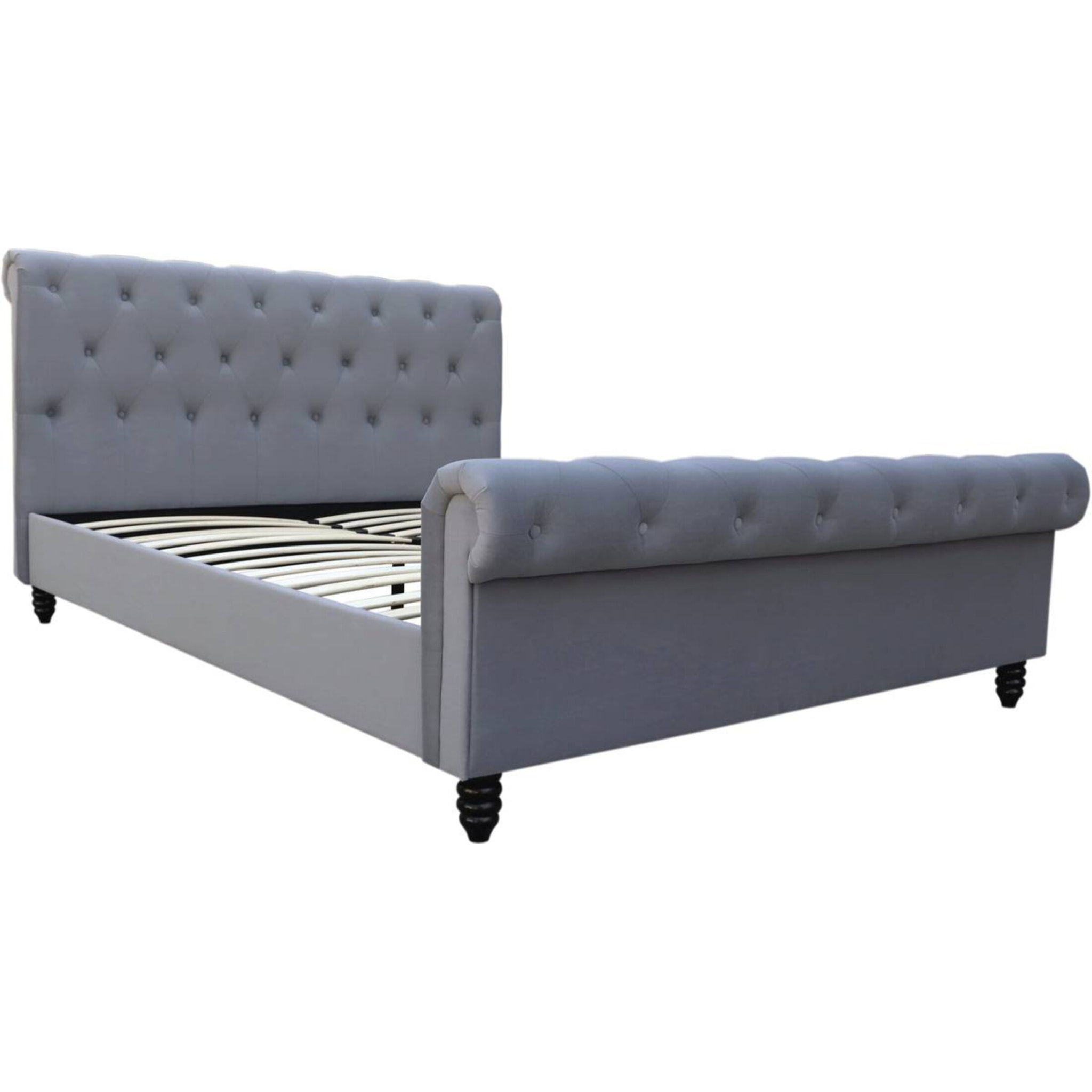 Lit Velours "Godefroy" - 140 x 190 cm - Gris