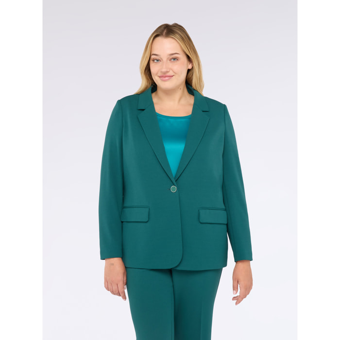 Fiorella Rubino - Blazer relajado en tejido elástico - Petrol Blue