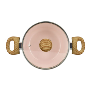 Faitout 20cm avec revêtement céramique rose - tous feux COLORAMA