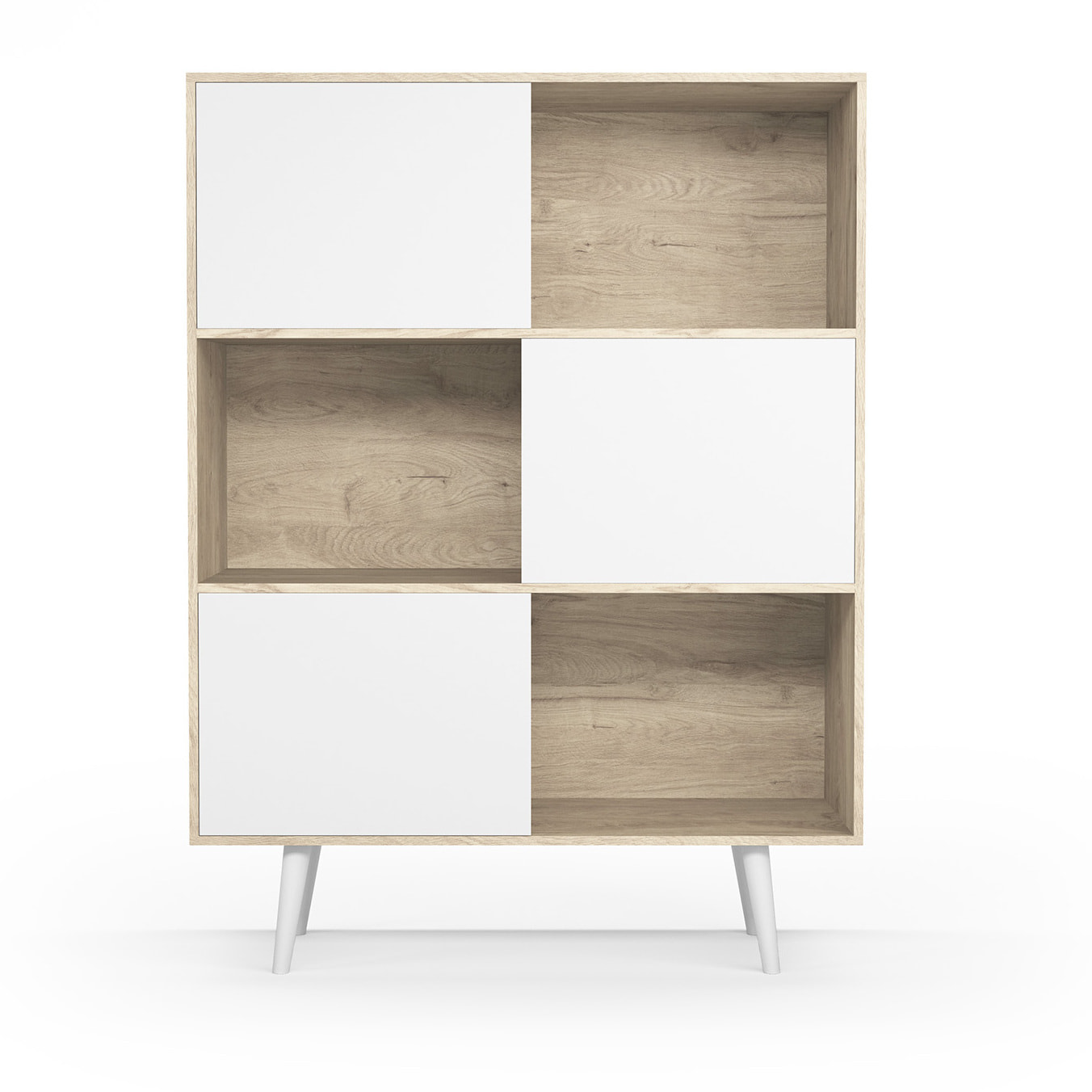 Estantería librería Nordic melamina roble claro-blanco 131x100x30 cm