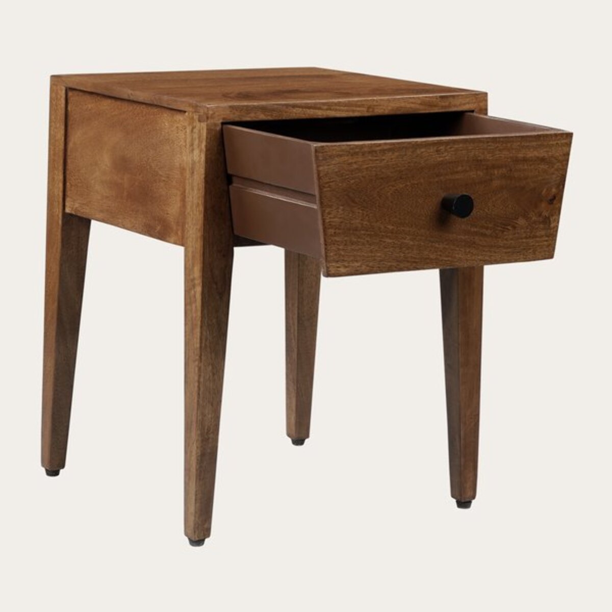 Table de chevet Boma -bois massif de mangue-couleur noyer 35 x 45 x 35 cm