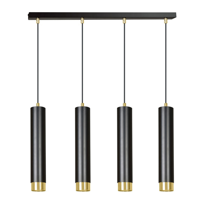 Lampada a sospensione KIBO in acciaio nero opaco e oro