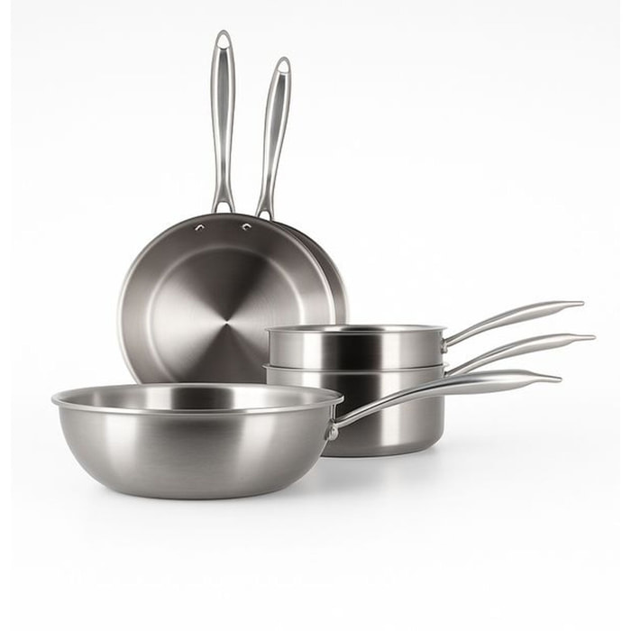 Batterie de cuisine 5 pièces en acier inoxydable - tous feux TRIPLY