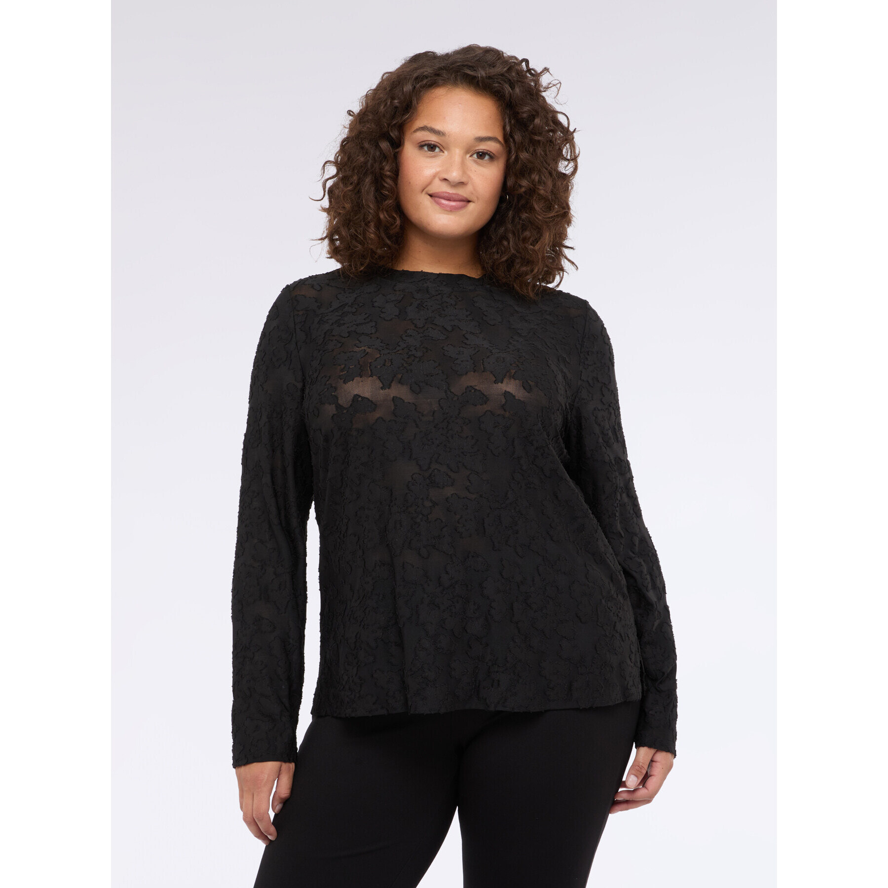 Fiorella Rubino - T-shirt in pizzo con motivo floreale - Nero