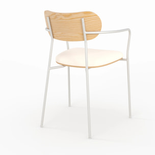 Lot de 2 chaises en tissu beige et placage en bois clair - Marine