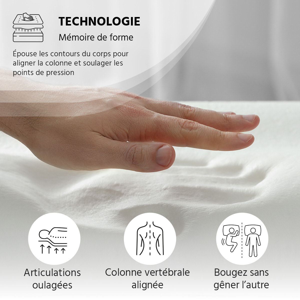 Matelas Copenhague, Soutien Ferme, 24 cm, Mémoire de Forme & mousse Supersoft